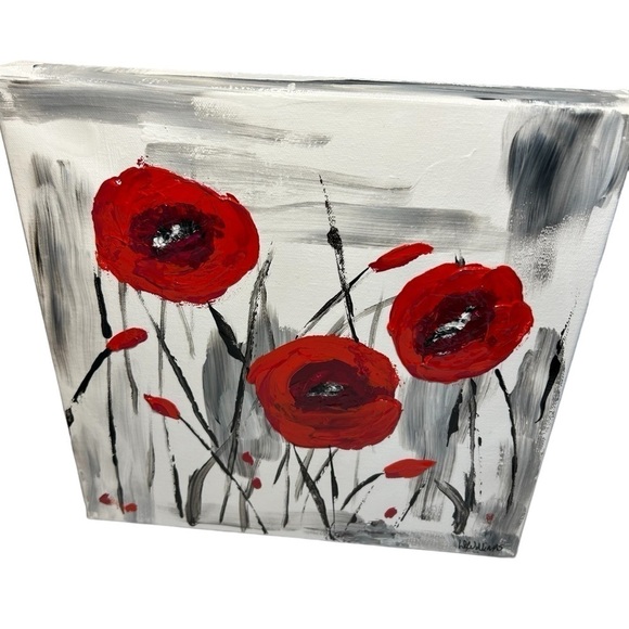 Original Artwork Acrylics on Canvas Red Poppies - Picture 4 of 15